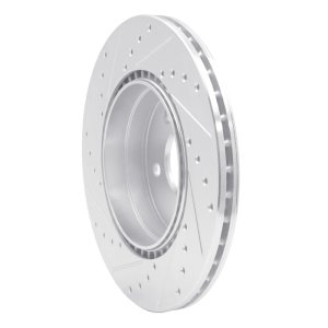 Mercedes-Benz SL500 Brake Rotor (1) - Rear Right - R1 Concepts - Drilled & Slotted - Silver - `93-`02